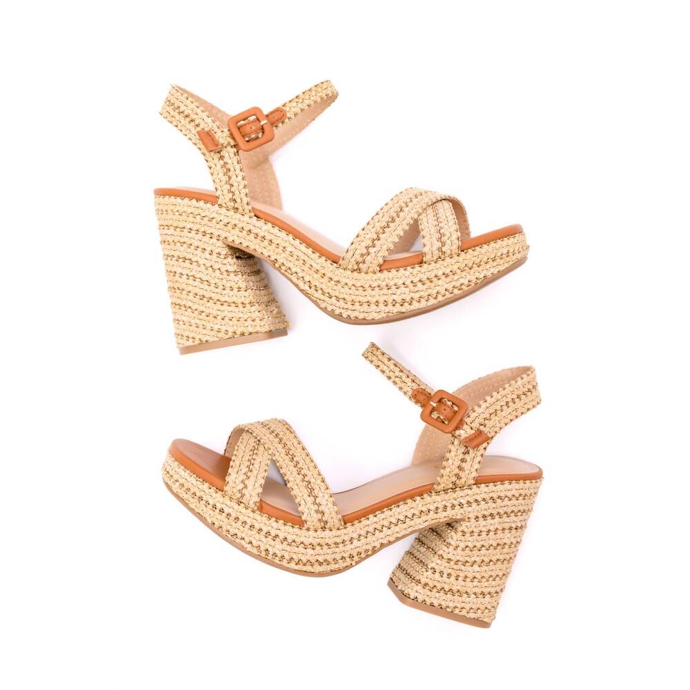 NEW FORTUNE DYNAMIC bon voyage rope woven heel shoes in tan